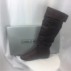 NIB New Carlo Borello Steven Knee High Pig Leather Brown boots